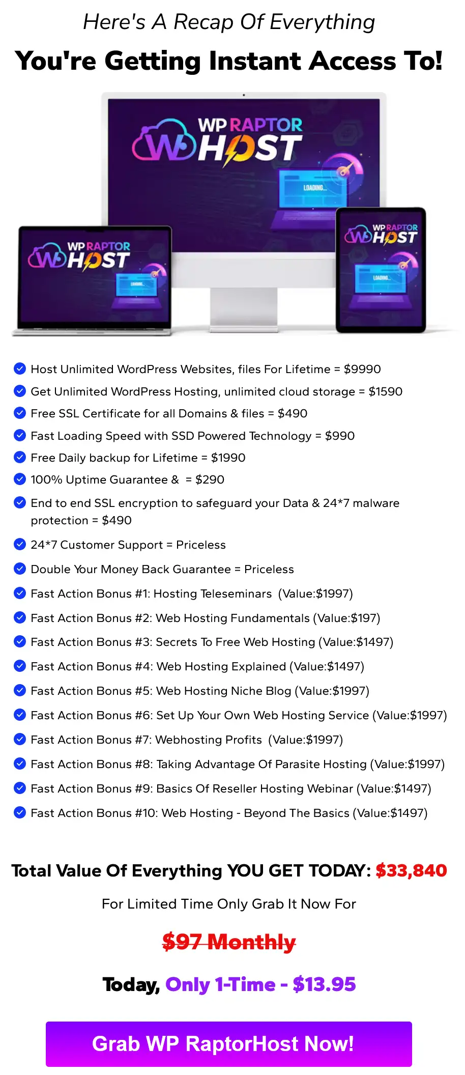 wp raptor host pricing